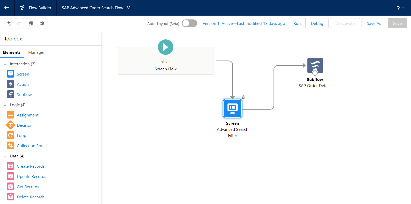 SAP Advanced Order Search Flow